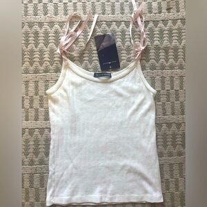 Brandy Melville White Bow Tie Strap Tank Top